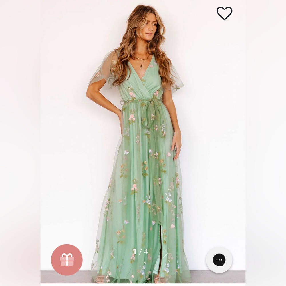 Baltic Born: Marseille Embossed Maxi Dress - Sage Floral